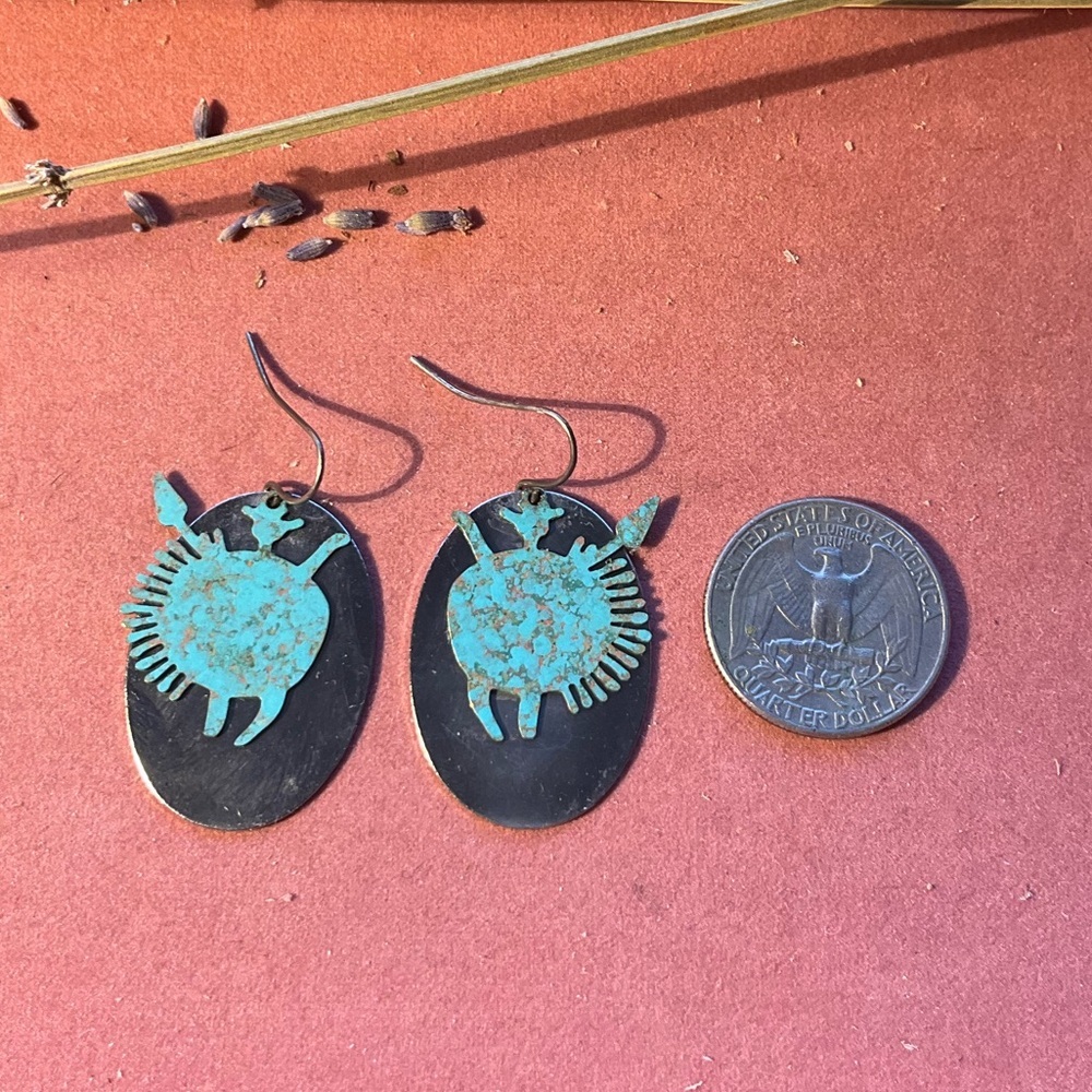 Native American Copper on Silver Earrings - Picture 5 of 6